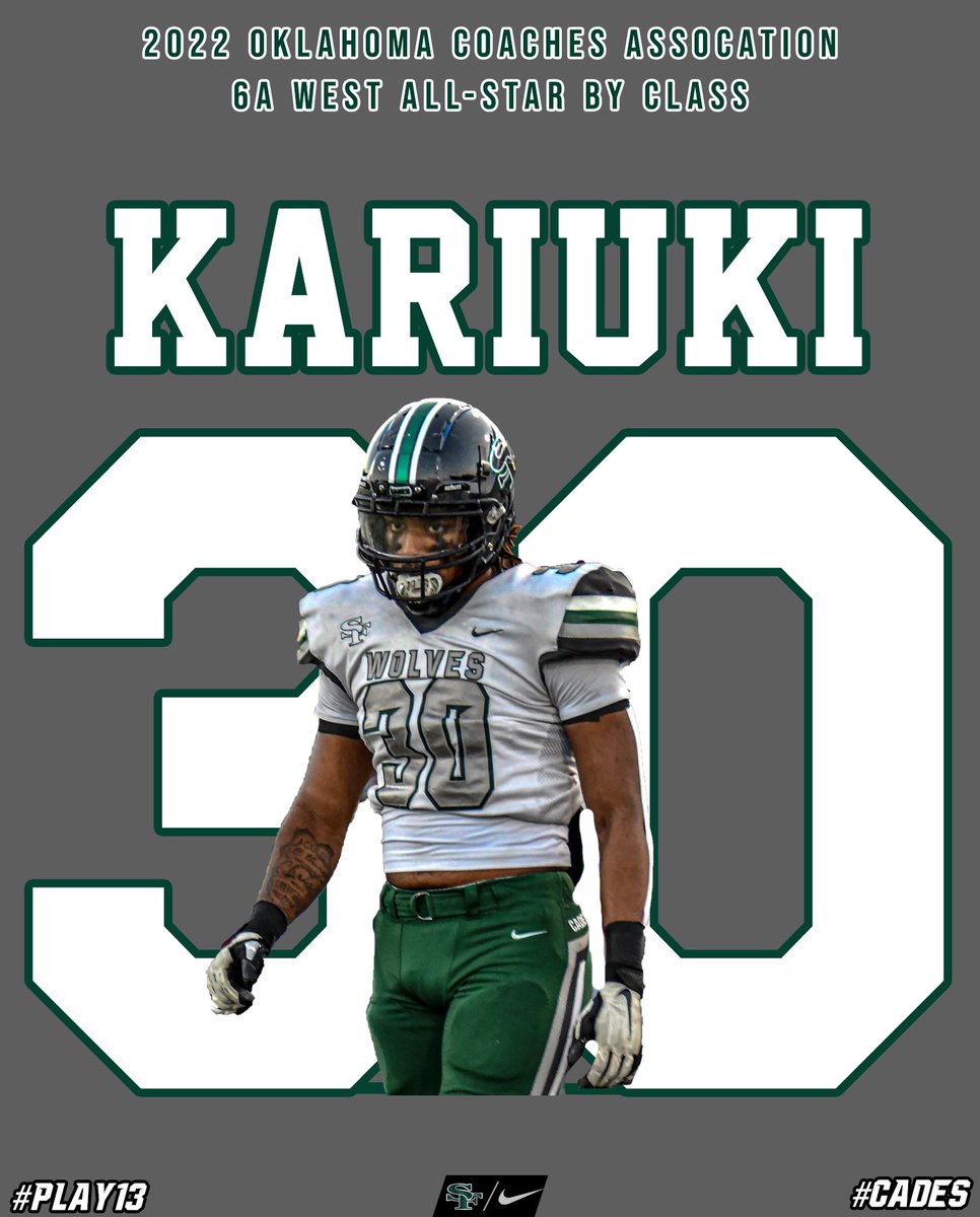 Santa Fe Wolves Football #TheFE (@sfwolvesftbl) on Twitter photo Congratulations to <a href="/JaylenKariuki/">Jaylen Kariuki</a> on being named Oklahoma Coaches Association All-Star by Class #CADES Congratulations to <a href="/JaylenKariuki/">Jaylen Kariuki</a> on being named Oklahoma Coaches Association All-Star by Class #CADES