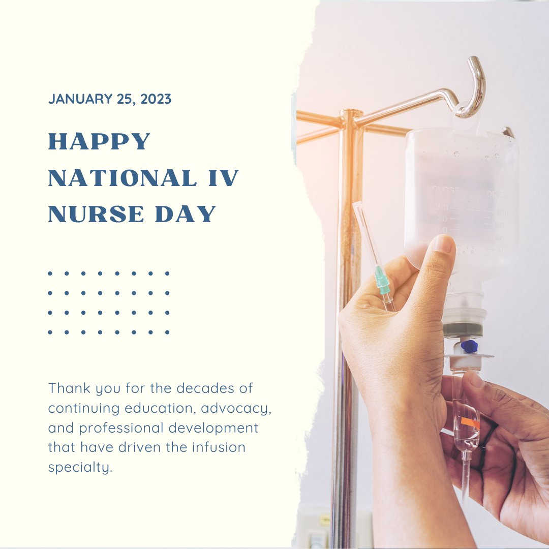 DonnaCardilloRN's tweet photo. Happy National IV Nurse Day! Thank you for the decades of continuing education, advocacy, and professional development that have driven the infusion specialty. #healthcare #healthcareworkers #insstrong #nurses #nursetwitter
@ins1org https://t.co/crQt90JSWO