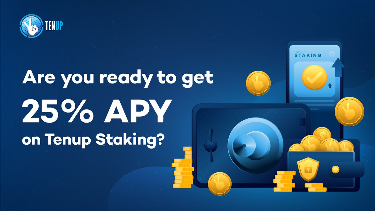 TenupNation's tweet photo. Our highest-yield staking opportunity is coming up! ✅

Tenup offers an incredible 25% Annual Percentage Yield (APY) when you stake Tenup coins. What could be a better time to start earning passive income with us? Don't miss out on this limited offer! 🎉🎁 https://t.co/zeAuayCRWH