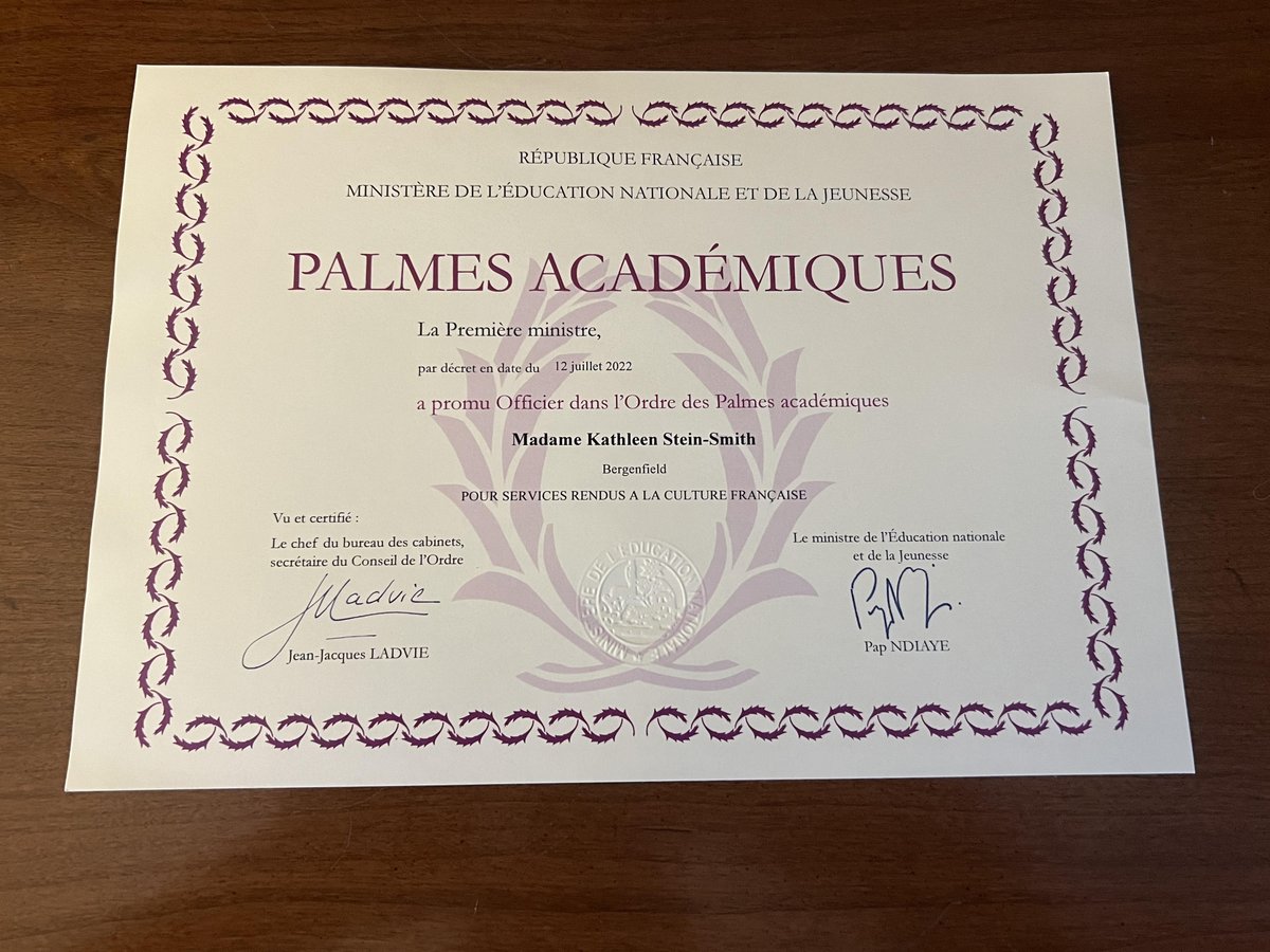 Kathleen Stein-Smith (@kathysteinsmith) on Twitter photo Delighted to receive my certificate as an Officier dans l'Ordre des Palmes académiques, Many thanks to all! 🙂<a href="/QuebecBoston/">Québec à Boston</a> <a href="/FcLpodcast/">French-Canadian Legacy Podcast</a> <a href="/CFAmeriques/">CFAmériques</a> <a href="/CALEC_ORG/">CALEC</a> <a href="/Dr_jparker/">Jerry L. Parker, EdD, MPA</a> @louisianais1742 <a href="/DavidVermette/">David Vermette</a> <a href="/JFGDesBiens/">Jean-François Gaudreault-DesBiens</a> <a href="/dcheramie/">David Cheramie</a> <a href="/ekoshuman/">Elisabeth K Shuman</a> @RichardEmch7 <a href="/nousfoundation/">Nous</a> Delighted to receive my certificate as an Officier dans l'Ordre des Palmes académiques, Many thanks to all! 🙂<a href="/QuebecBoston/">Québec à Boston</a> <a href="/FcLpodcast/">French-Canadian Legacy Podcast</a> <a href="/CFAmeriques/">CFAmériques</a> <a href="/CALEC_ORG/">CALEC</a> <a href="/Dr_jparker/">Jerry L. Parker, EdD, MPA</a> @louisianais1742 <a href="/DavidVermette/">David Vermette</a> <a href="/JFGDesBiens/">Jean-François Gaudreault-DesBiens</a> <a href="/dcheramie/">David Cheramie</a> <a href="/ekoshuman/">Elisabeth K Shuman</a> @RichardEmch7 <a href="/nousfoundation/">Nous</a>