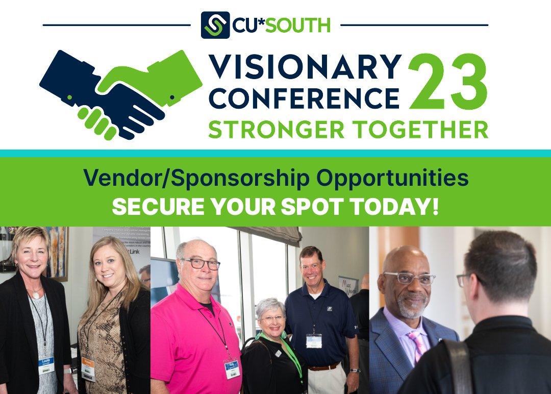 💥 CREDIT UNION SERVICE VENDORS. Showcase your products and services at the 2023 CU*SOUTH Visionary Conference &amp; Annual Meeting. #VC23. Sponsorship &amp; Presenter opportunities are LIMITED!

REGISTER NOW ►cusouth.com/Our-CUSO/Webin…