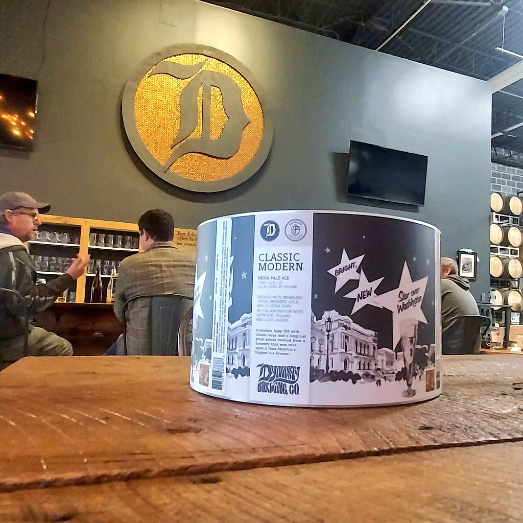 SapwoodCellars's tweet photo. Yesterday we stopped Dynasty Brewing to collab with them and @LostLagers on Classic Modern a Hazy IPA brewed exclusively with ingredients available 100 years ago (barley, oats, wheat, and corn, Ballentine Ale strain, hopped with Brewer's Gold, Cluster, and Bramling Cross). https://t.co/daDrpqBKHN