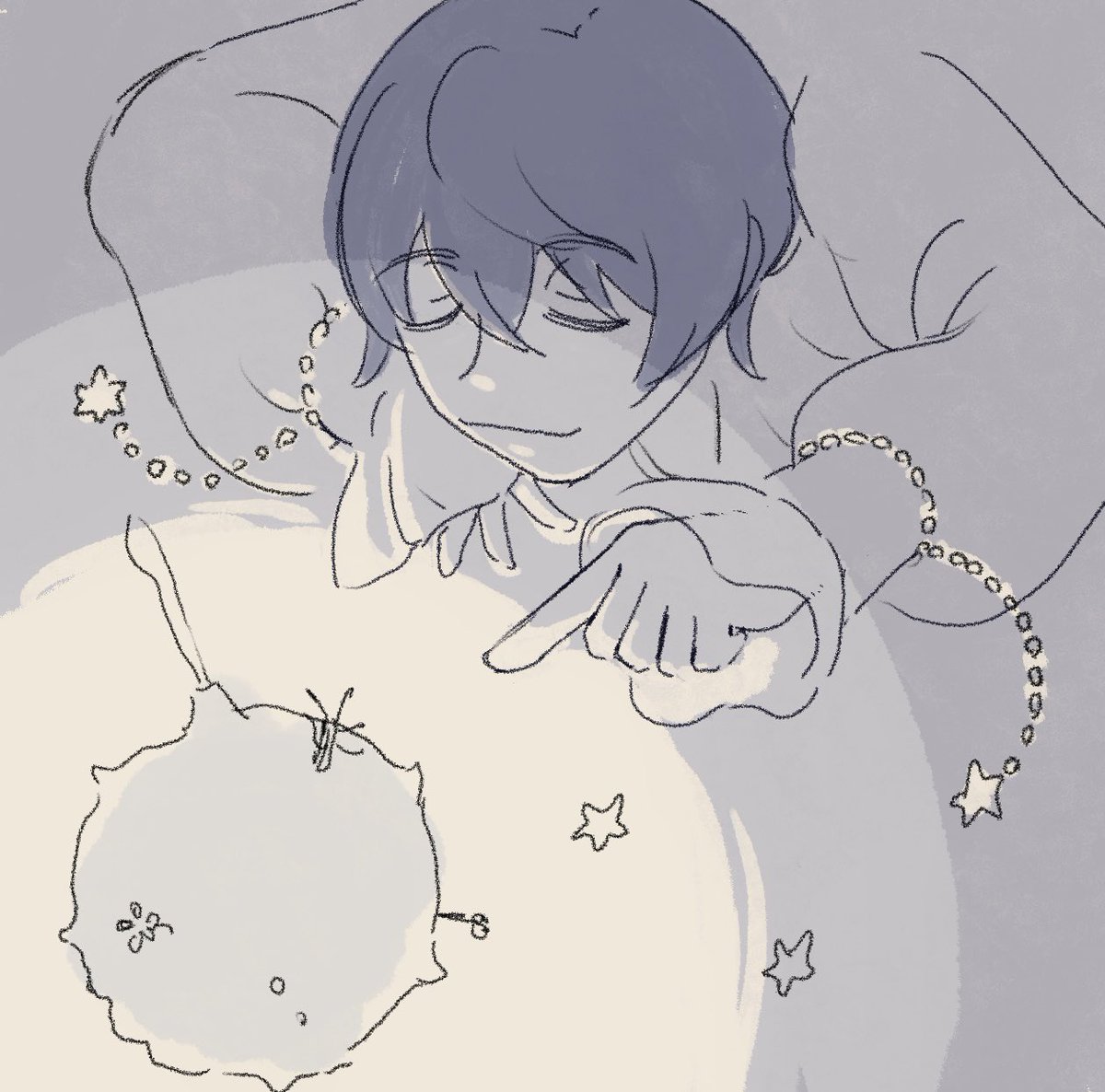 りつとう(この2人の呼び方わからん)星の王子さまっぽくてかわいいねっていうらくがき 