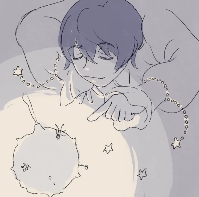 りつとう(この2人の呼び方わからん)星の王子さまっぽくてかわいいねっていうらくがき 