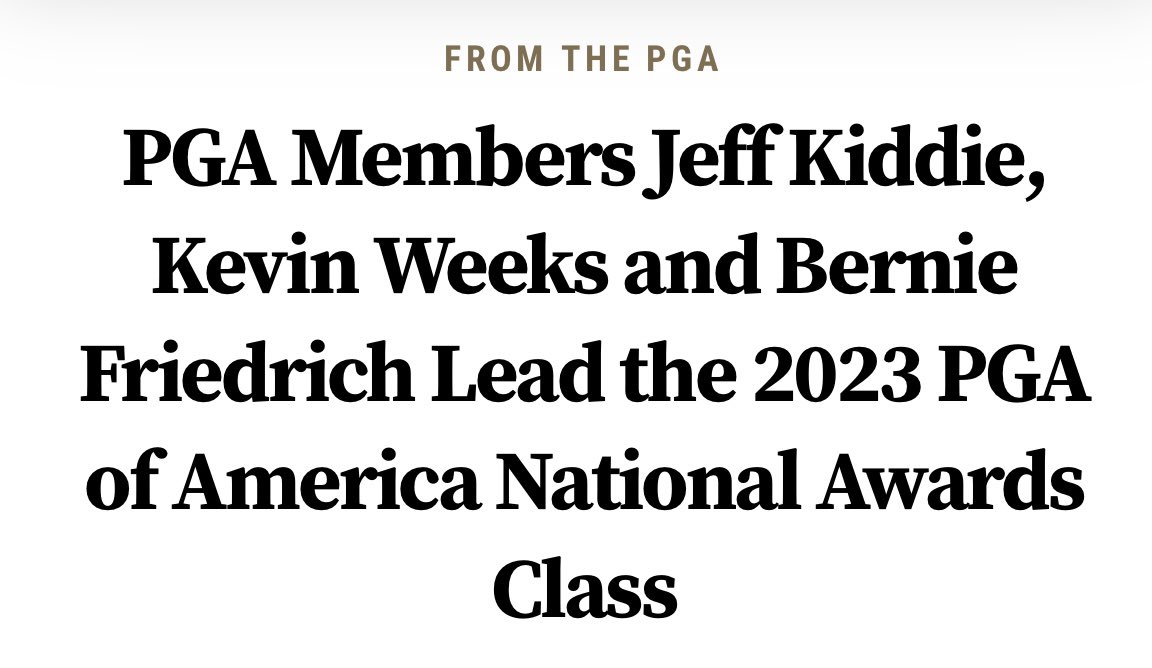 Congratulations to <a href="/kevinweeksgolf/">Kevin Weeks</a>, the 2023 National PGA Teacher &amp; Coach of the Year! ⛳️🏆