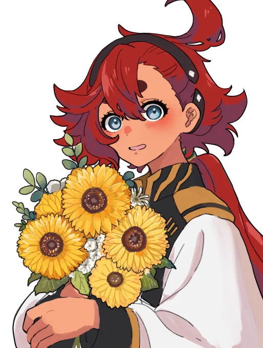 花を描く練習②ユリ×ミオリネ向日葵×スレッタ#水星の魔女 