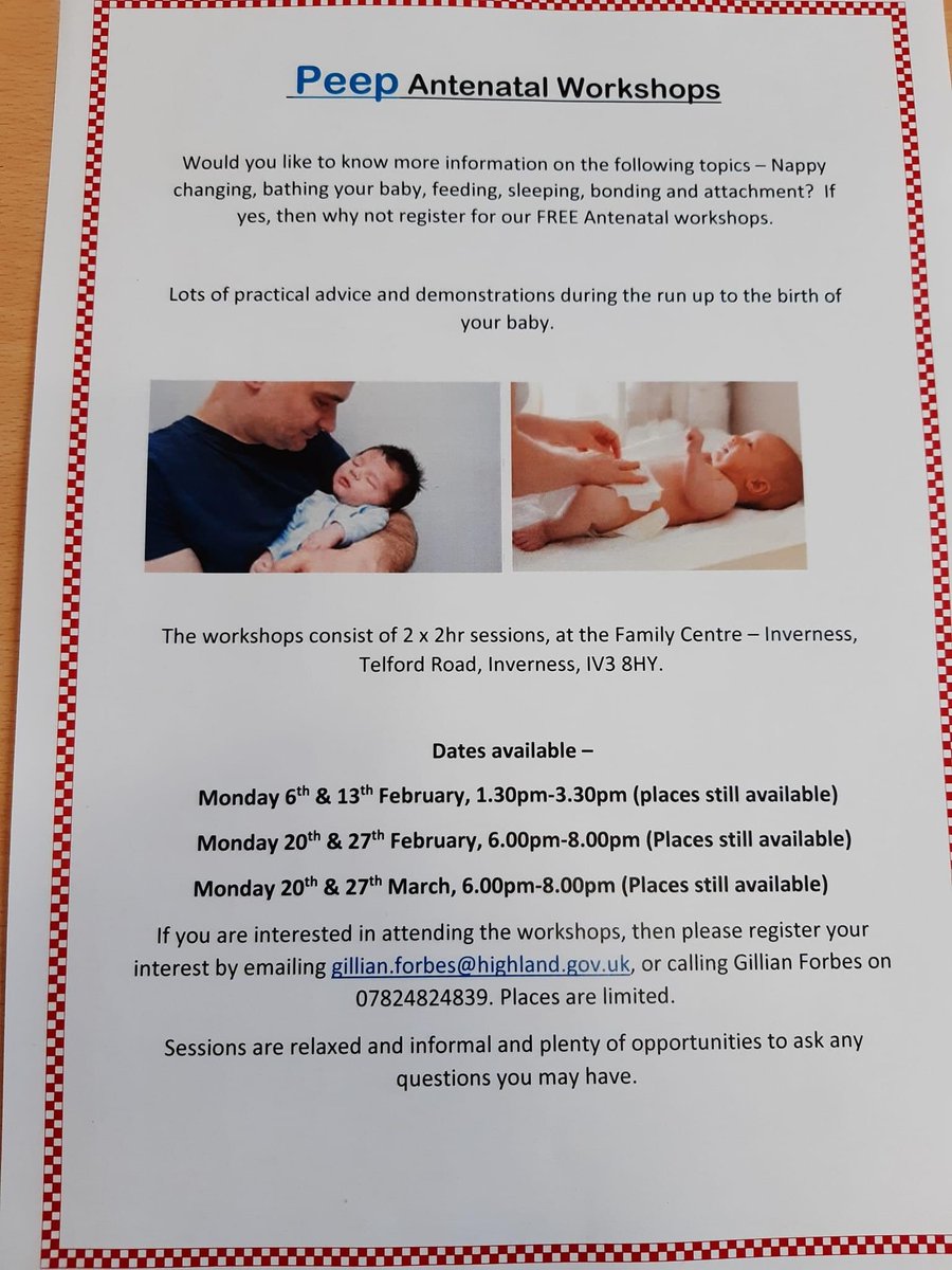 Antenatal peep workshops in Inverness, get in touch to book and meet other families expecting a little one through engaging hands on sessions……