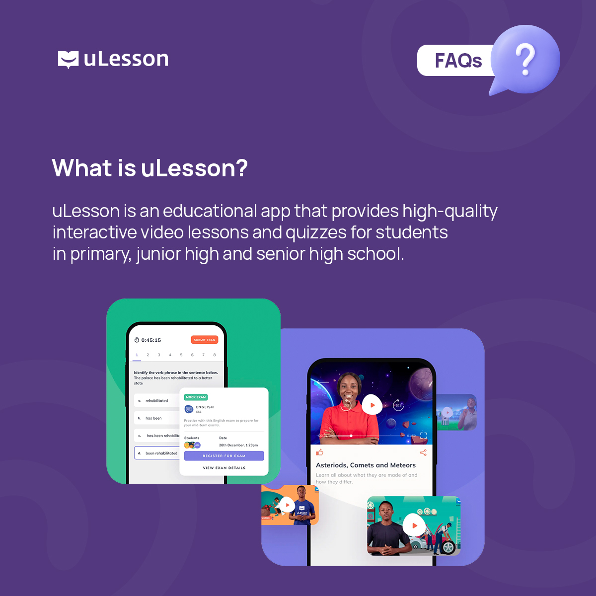 uLessonappghana's tweet photo. Unlock the power of education with the uLesson app - high-quality, interactive video lessons by expert tutors for primary, junior high &amp; senior high school students in Africa. 

Check out the app here👉🏾 https://t.co/UrogCLQnj9 

#uLesson #LoveLearning #StudyTool  #EducationGhana https://t.co/mUPuMFFWQa