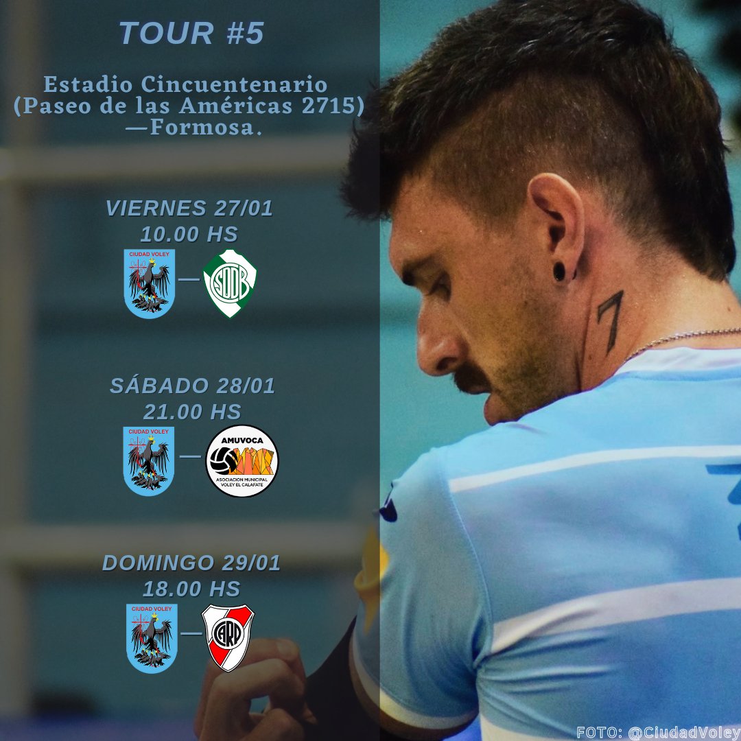 PasionPorFacu's tweet photo. 🔹 Continúa la Liga @voleyACLAV para @ciudadvoley ⚡

Así jugará Muni el #Tour5 en Formosa 🛫🏐

🎟️ Libre y gratuita.
📺 @TyCSportsPlay 

#VamosMuni #El7DeCiudad https://t.co/8t9SKZMo4j