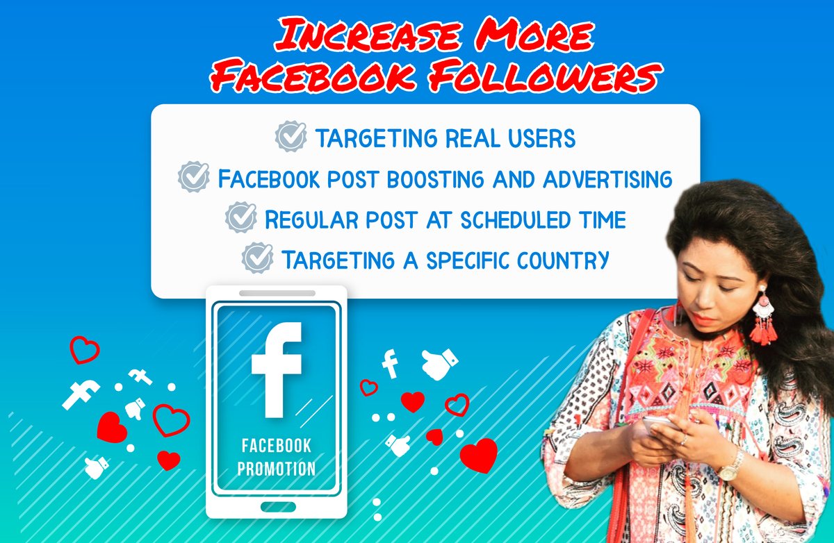 Make your Facebook business page more visible organically and manually. The goal I have is to increase likes and followers, and it works really well.
Ask me for detail
#marketingagency #facebookmarketing  #socialmediamarketing #facebookpage #facebookpromotion #facebookadvertising