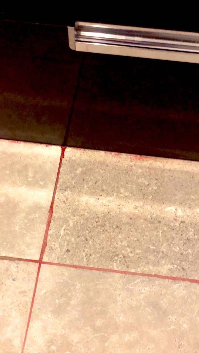 LouisaStockley's tweet photo. In a rare burst of enthusiasm I bleached the bathroom tiles in new house. Now they’re bleeding uncontrollably and I don’t know what I’ve done or how to fix it 🤷‍♀️🤨 https://t.co/gH6soGCyeg
