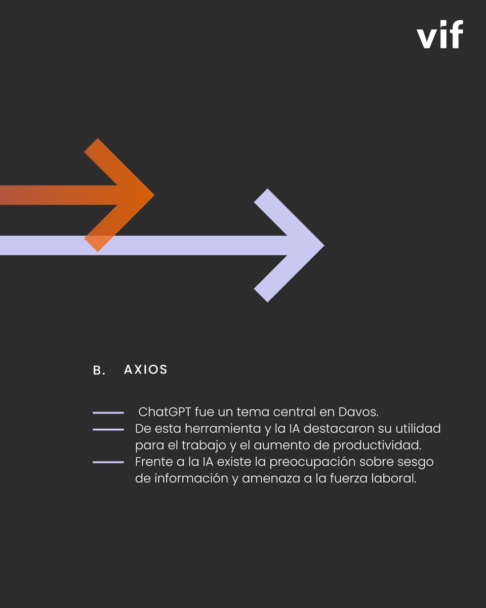 MX_VIF's tweet image. Esta #semana #contrasta las conversaciones en #Davos. La #inteligencia #artificial fue uno de los temas centrales, por sus implicaciones para el #futuro laboral.