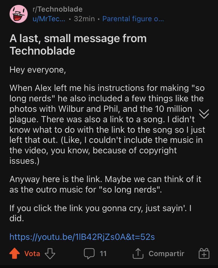 minecraft sideblog — TechnoDad posted his last texts with Techno on