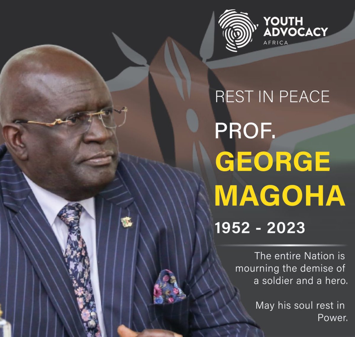 The nation mourns a great leader today. Prof. George #magoha was a #transformational leader and a dedicated public servant whose outstanding strides in the #education sector will not be forgotten #LeadershipDevelopment #Kenya #goodleadership #PatriotsUnite #transformation