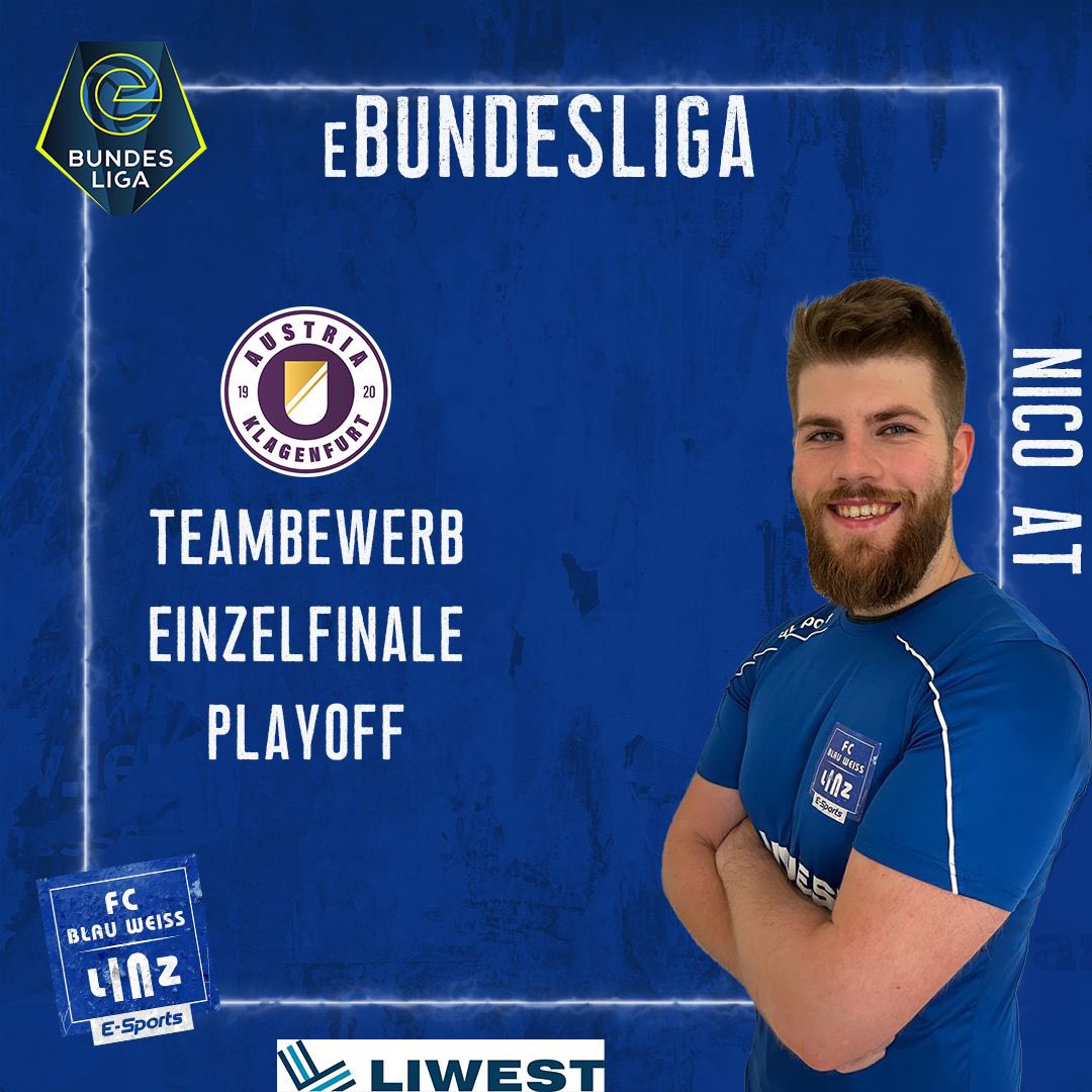 BWLinz_eSports's tweet photo. Herzliche Gratulation @Nico__AT !

Wie bereits im letzten Jahr wird unser eSportler Nico Pankratz die Austria Klagenfurt in der @eBundesliga_at vertreten. 
Er bestreitet den Teambewerb sowie das Playoff für das Einzelfinale.

Wir wünschen dir viel Erfolg Nico! 🔵⚪️ https://t.co/xik7HNvdJz