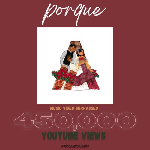 BAGANIngALAMAT's tweet photo. [YOUTUBE UPDATE]

Another achievement unlocked! Porque Music Video Surpassed 450,000 YouTube views!

#ALAMATporque 
@Official_ALAMAT #ALAMAT https://t.co/fUj1EqQrQF