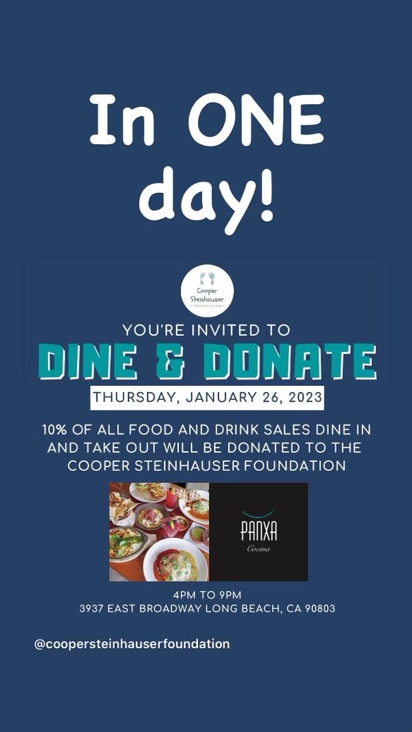 Please join us for some good food ⁦@panxacocina⁩ to support NICU babies and their parents through the @coopersteinhauserfoundation tomorrow.