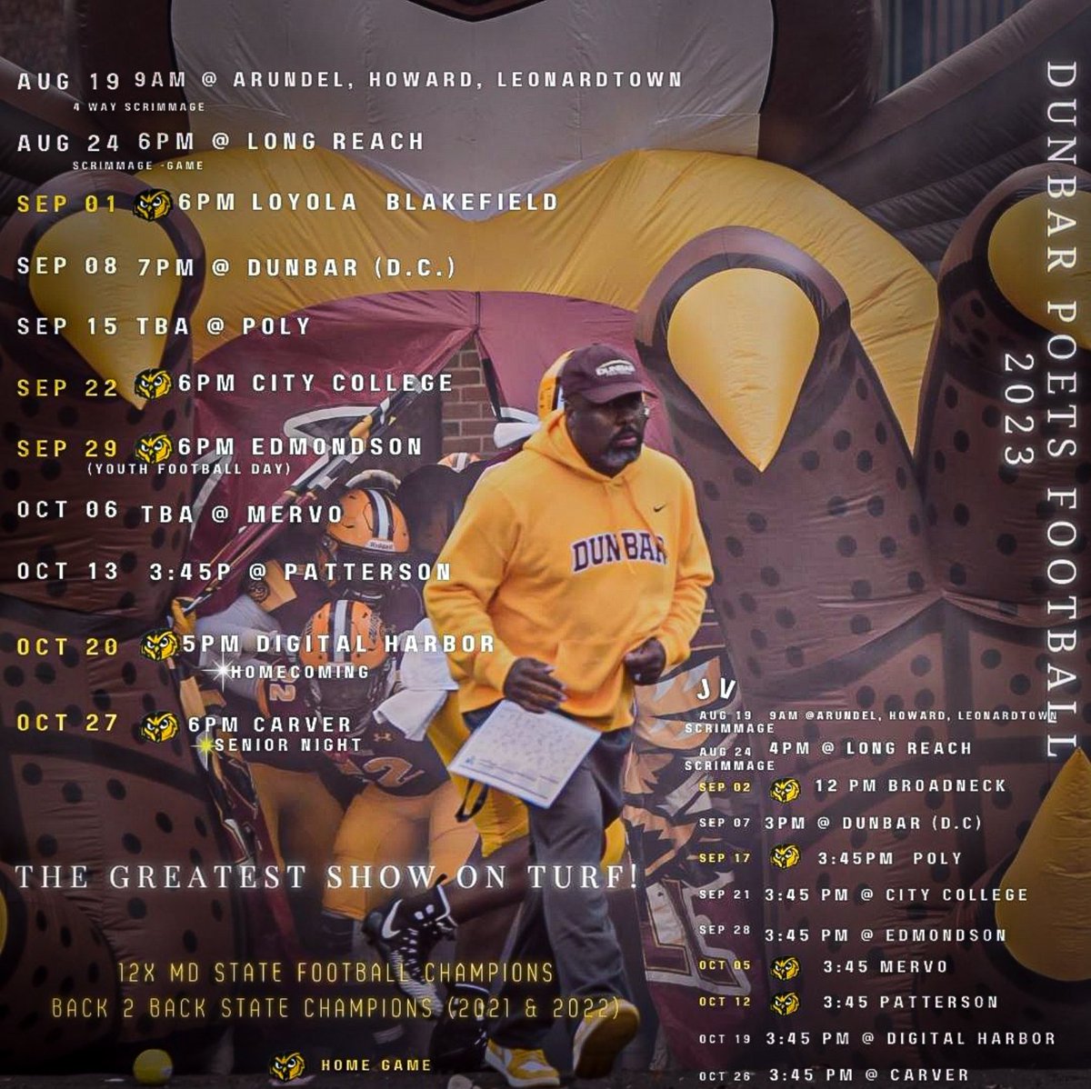 DUNBARFBCOACH's tweet photo. Season 2023 #12timestateschampions #dunbarpoetsfootball #WhoWantIt #greatestshowonturf #TheProgram #PPO3 #season2023kickoff https://t.co/ibHW1v07PT
