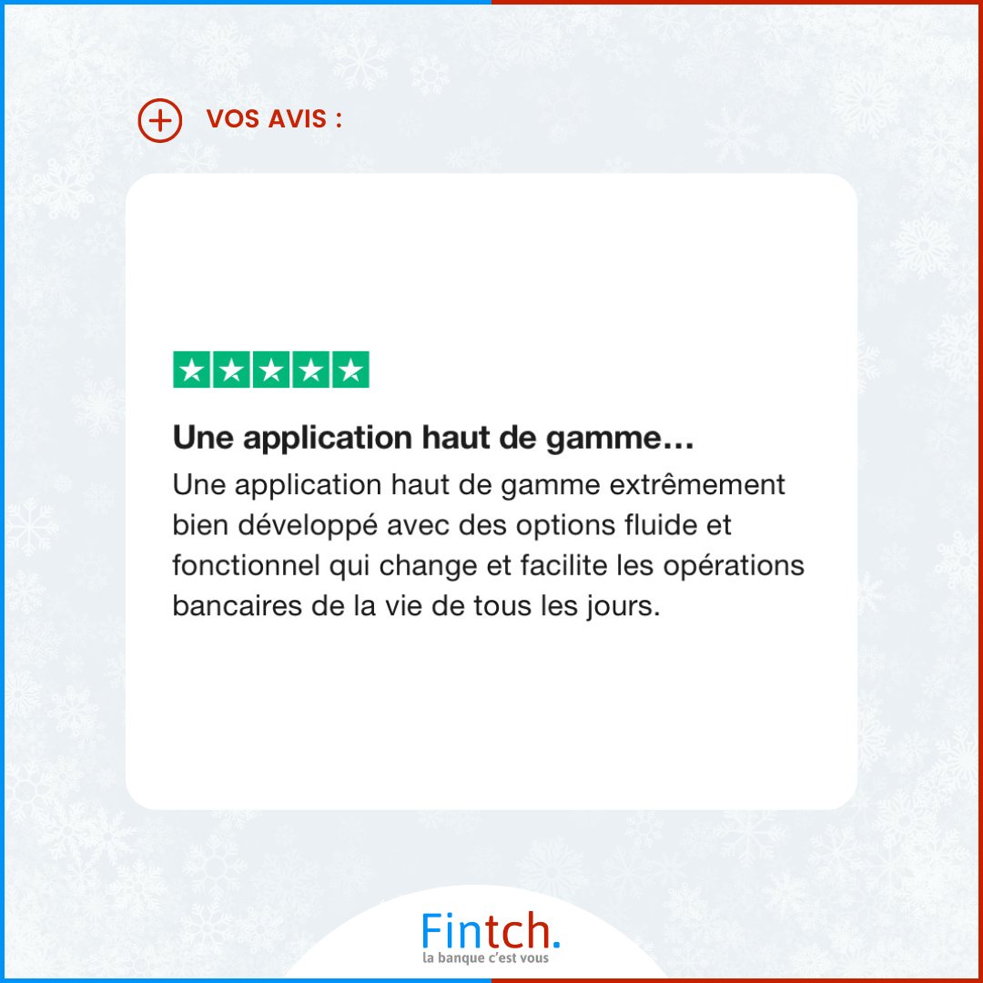 FintchNeoBanque's tweet photo. 🚀 Merci pour votre avis positif! Nous sommes ravis que vous aimiez nos services qui facilitent votre quotidien.
👉🏼 Pour en savoir plus : https://t.co/MUJlhDRmdw
#clientheureux #avispositif #merci #satisfactionclient https://t.co/mjxvfqXWhZ