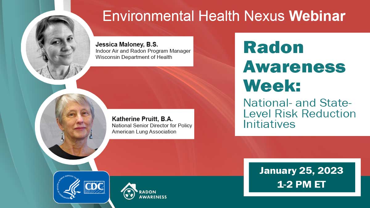 CDC_eHealth (@cdc_ehealth) on Twitter photo Learn about national, state, and tribal efforts to raise awareness about #radon and reduce radon risk across all populations. Join CDC’s #EHNexus webinar today from 1:00–2:00 p.m. ET via Zoom. To register, visit: bit.ly/3GwVLXb #RadonAwarenessWeek Learn about national, state, and tribal efforts to raise awareness about #radon and reduce radon risk across all populations. Join CDC’s #EHNexus webinar today from 1:00–2:00 p.m. ET via Zoom. To register, visit: bit.ly/3GwVLXb #RadonAwarenessWeek