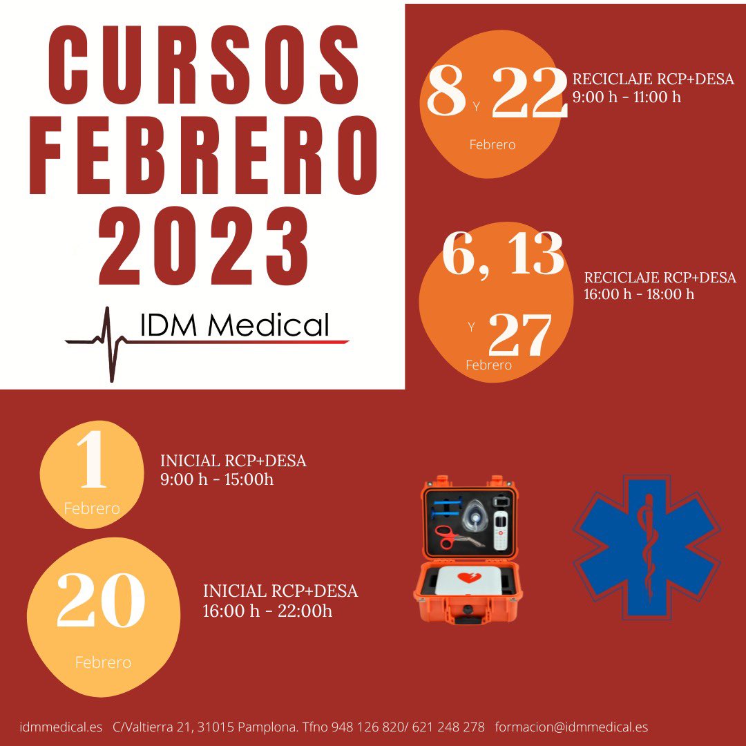 ¿Estás pensando en hacer alguna formación sobre #RCP, #SVB, #desfibrilacion y no se te ocurre donde? Visita nuestra web y podrás apuntarte desde ella a los cursos que lanzamos todos los meses idmmedical.es