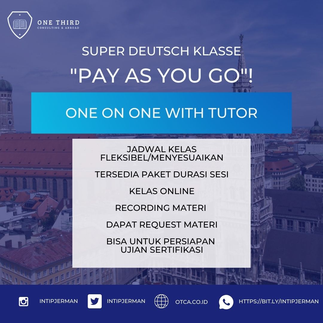 intipJerman's tweet photo. Ssttt, kelas "Pay As You Go" bahasa Jerman OTCA sudah hadir lho! 🔥

Dengan ikut sesi kelas yang jadwalnya fleksibel ini, dapatkan ilmu dan materi bahasa Jerman berkualitas!

Yuk segera daftarkan dirimu ke https://t.co/1Cy3HnWy8c !
Bis bald! 🙌
#OTCA #bahasajerman #deutsch https://t.co/cIUJkRBBcW
