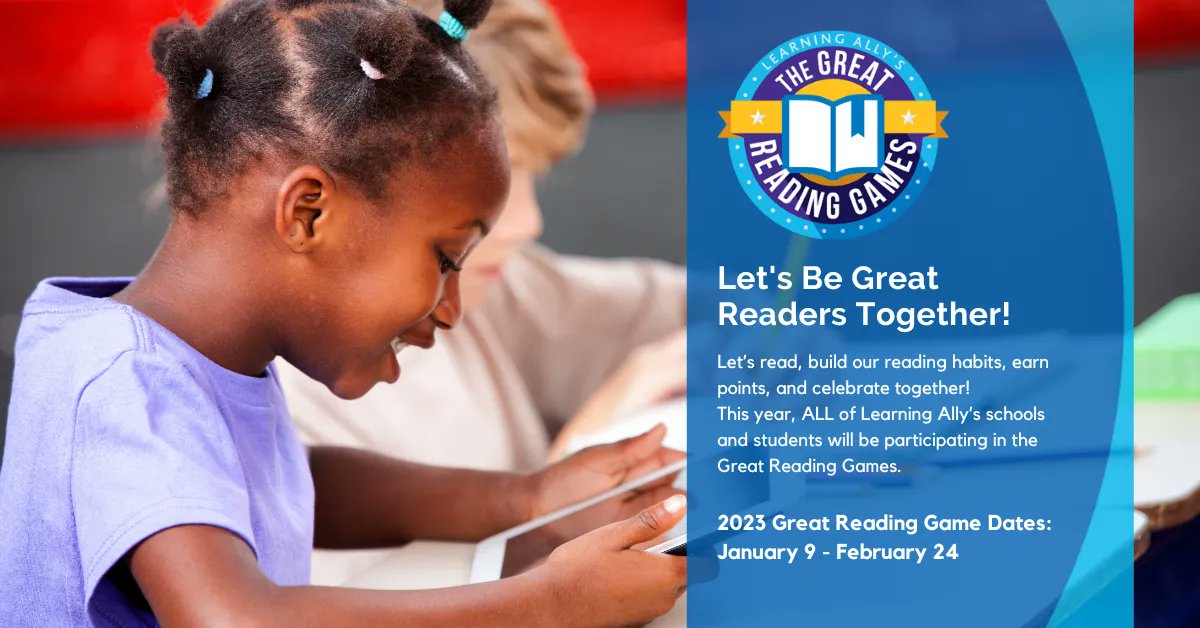 MandiRae1116's tweet image. Educators using @Learning_Ally's #Audiobook Solution have kicked off the 2023 Great Reading Games! The 7-week challenge is designed to get #strugglingreaders while providing equitable access to grade-level books. #GRG23 #education #accessibility  buff.ly/3IVwmJo