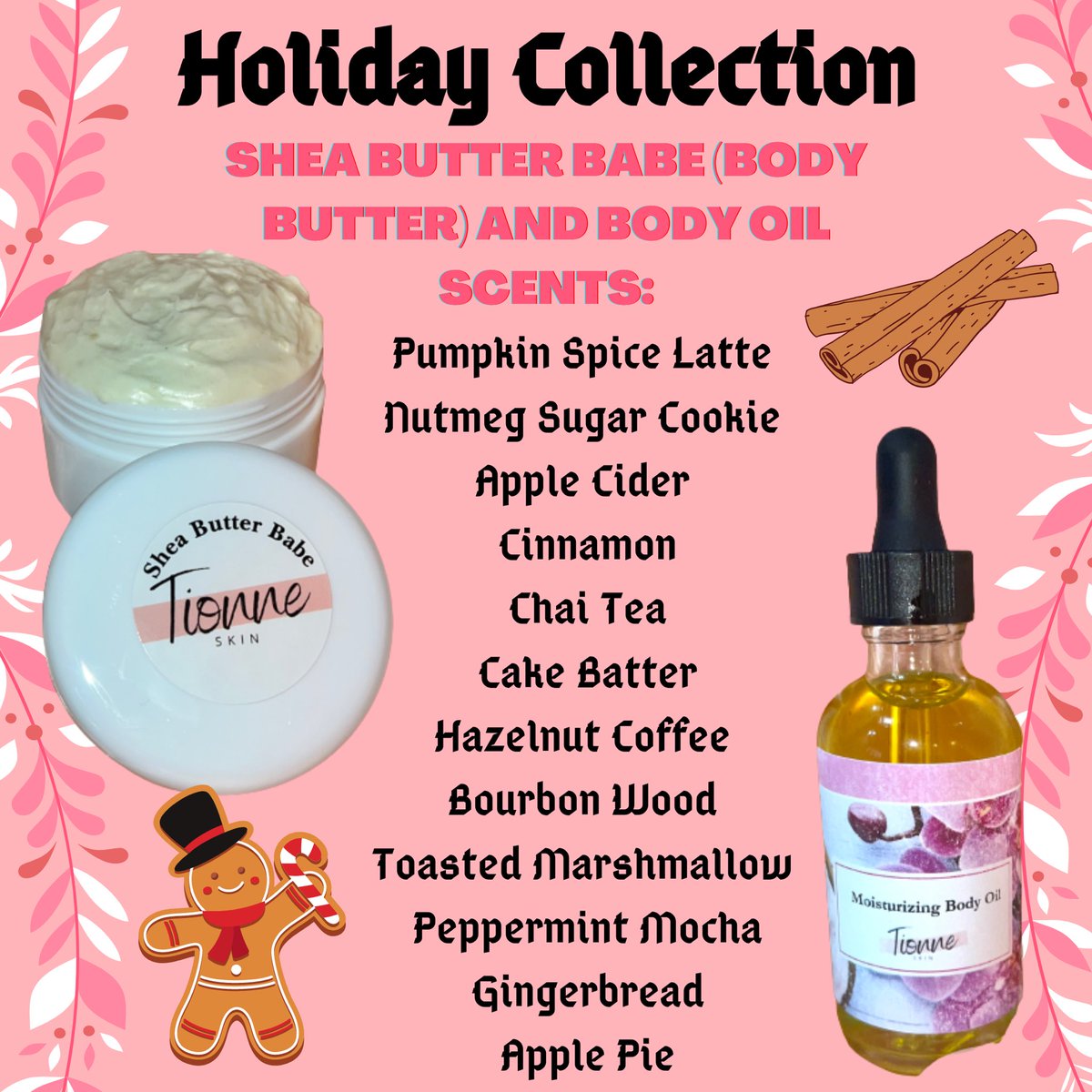 Body Oils are lightweight but very moisturizing and effective

It absorbs into skin fast so it doesn’t leave a greasy look

-Made of non comedogenic oils so it won’t clog pores
-For all skin types including sensitive skin
-Adds shine and glow to skin
-Silky soft and smooth skin