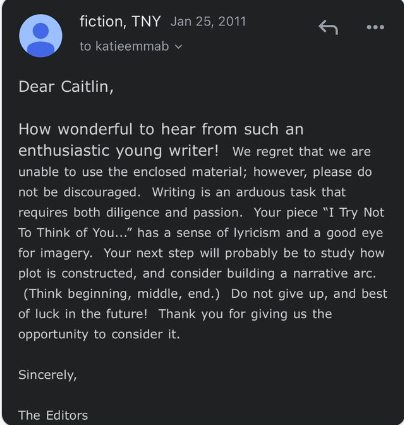 Happy Anniversary to my first @NewYorker rejection! I was ambitious, hopeful, & *delusional* enough to submit a story at age 17, but this note motivated me. Now you can buy my debut, A NOVEL OBSESSION, to find out if I successfully constructed a plot 😉bit.ly/ANovelObsession