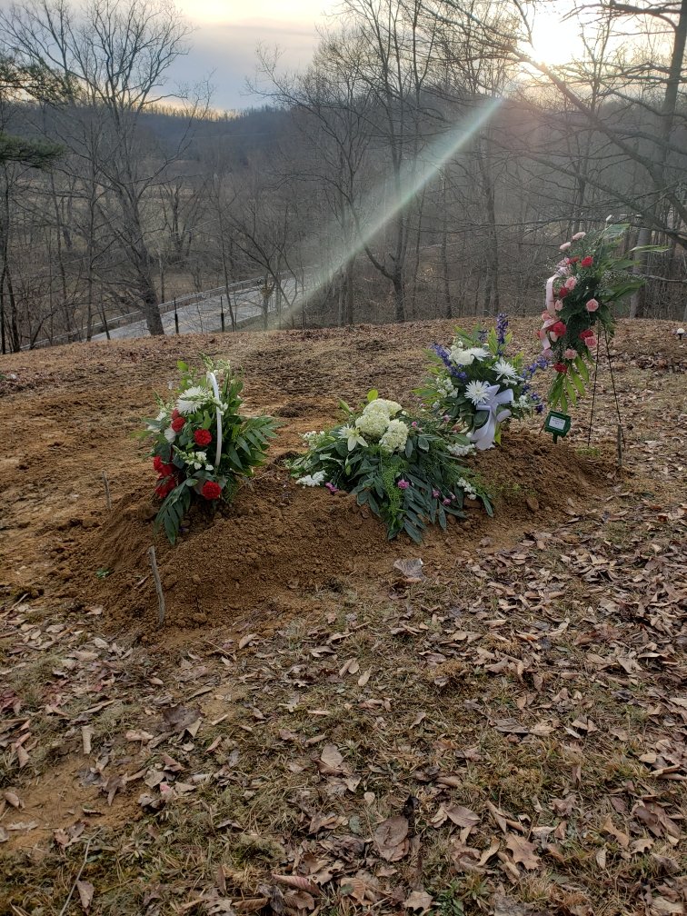 BuchananJenni's tweet photo. Yesterday we said our goodbyes to my little sister. How fitting is it that God's light is shining on her! She is resting on a hill, with the woods she loved around her and a view we should all wish for. Sarah Crase Patrick is at peace. I love you sis. https://t.co/a8lkgRWAGa