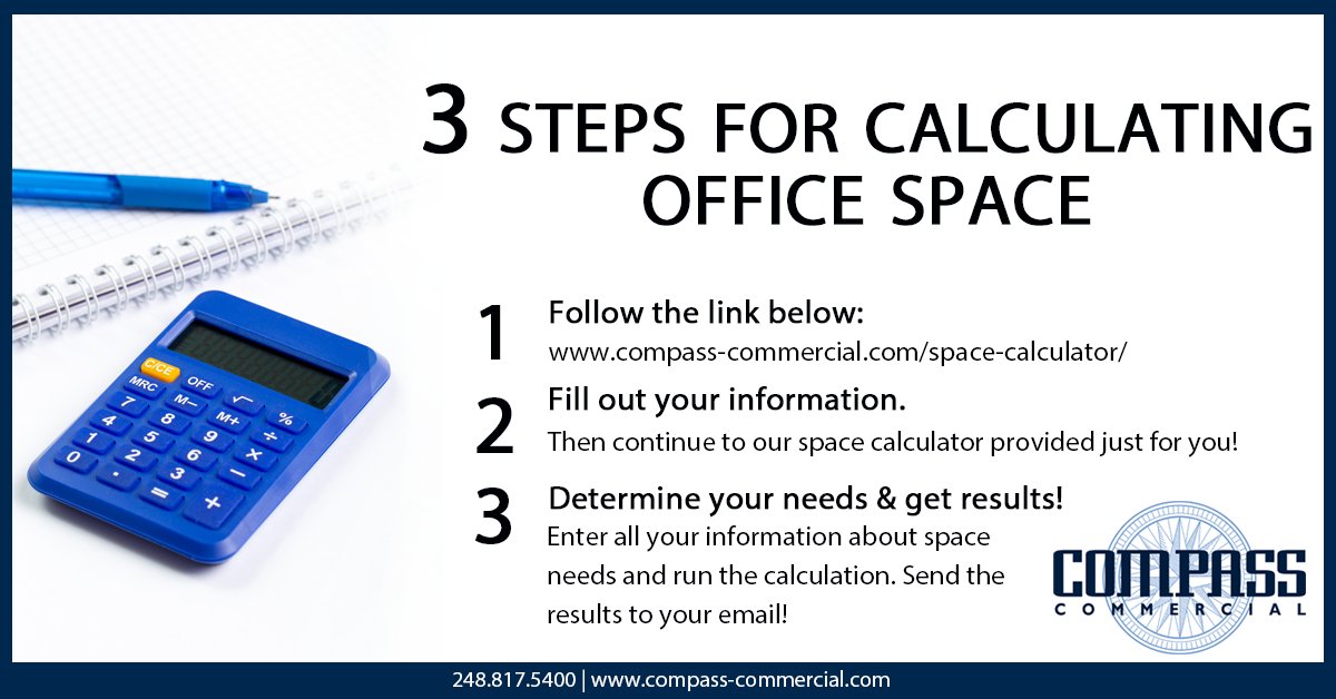 CompassComml's tweet image. Learn how much space you need for your office space with our calculator! 

Click this link to use it: compass-commercial.com/space-calculat…