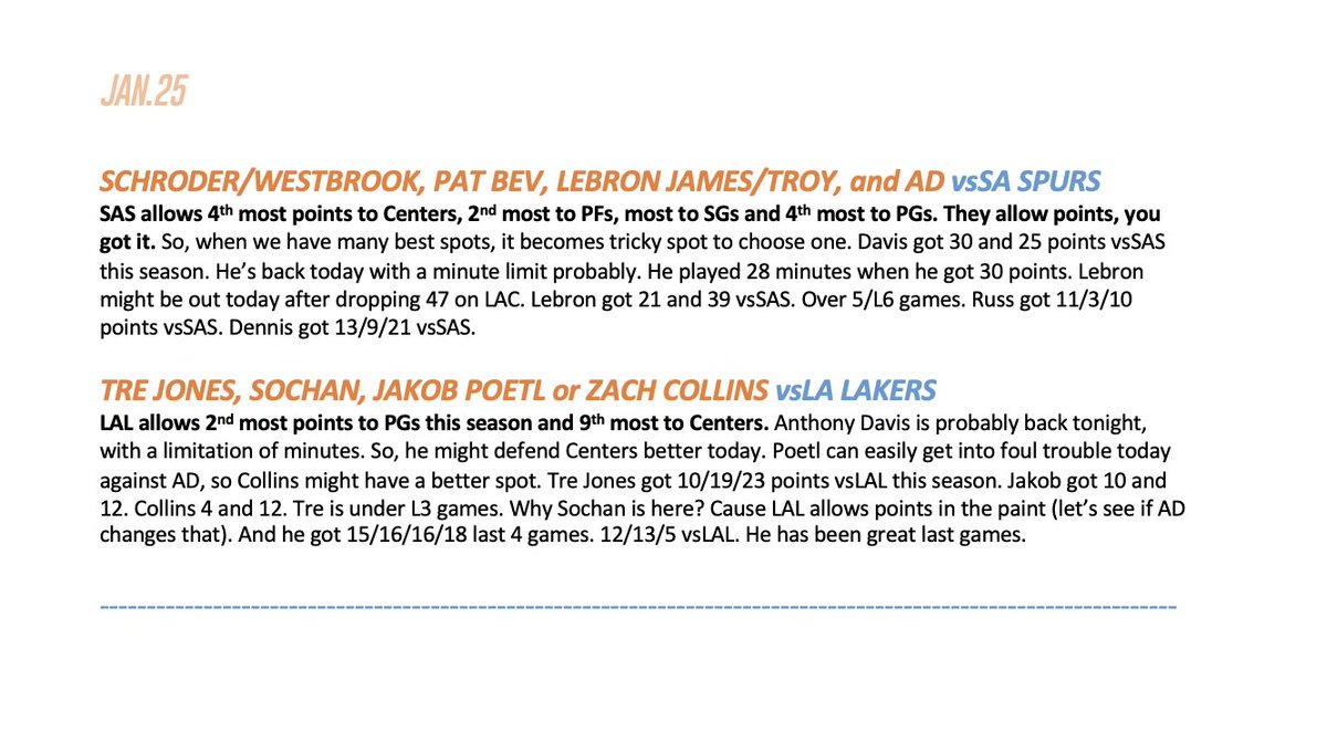 NBA Pick of the Day on Twitter "🎯 BEST SPOTS OF THE DAY / JAN.25 Huge