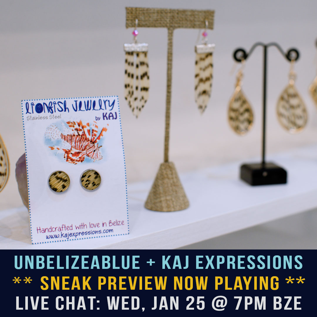 unbelizeablue's tweet photo. Coming up today at 7pm EST! Live chat with Kaj Assales one of the talented #lionfish jewelry artists who will be featured in our film. https://t.co/UggcCRbkcD… https://t.co/eoSuN3Nt1c https://t.co/zL6gjxLfVy
