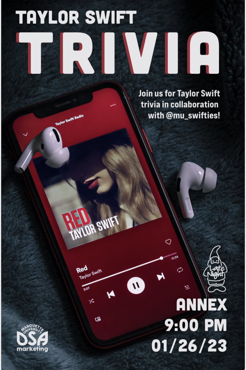 LateNightMU's tweet photo. We were in college when I first met you, closed my eyes and you were all at trivia THIS THURSDAY TAYLOR SWIFT THEMED!! 🎶🎤 https://t.co/GxkOdkSyAM