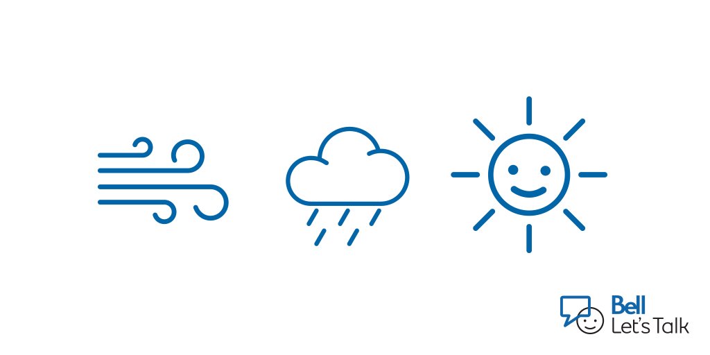 Talking about the weather is easy. Asking for help can be hard. ☀️🌈 Today and everyday, we continue the conversation surrounding mental health to help reduce the stigma. 

Be kind, listen and let someone know you're there.
#BellLetsTalk #PelmorexCares <a href="/Bell_LetsTalk/">Bell Let's Talk</a>