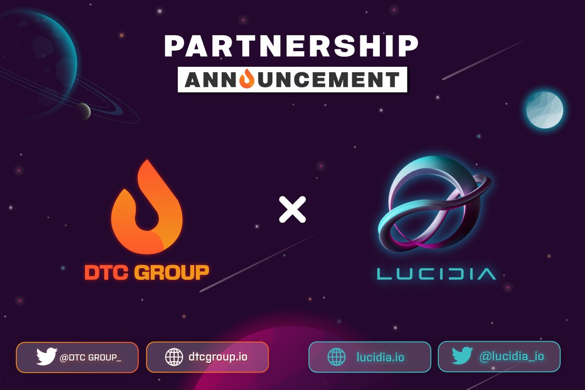 We are proud to announce the partnership between <a href="/DTCGroup_/">DTC Group</a>  x @lucidia_io 

✨ Lucidia is a metaverse where intelligent characters interact and engage through entertainment, events, NFTs, and education.

🌳 LUCIDIA Link Tree: linktr.ee/lucidia

#DTCGroup #Lucidia