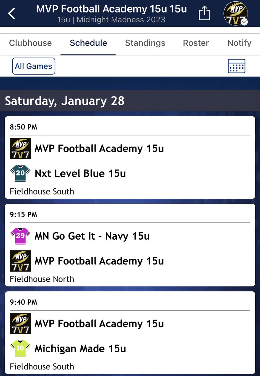 MVPFA2016's tweet photo. We are excited about the debut of our 15u team this weekend as we travel to Michigan to compete in the @LegacyMI_FBall Midnight Madness tournament! Going to be a great experience for our young guys to compete!! https://t.co/lGL7McivDQ