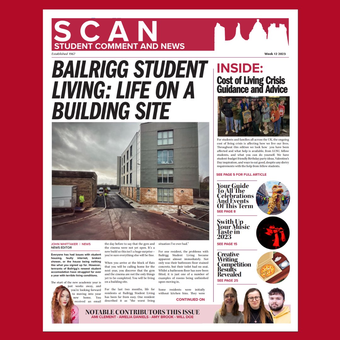 IT’S HERE! 🌹

The next issue of SCAN is out and about on campus in the SU, Library, Learning zone and Sports Centre, or read online scan.lancastersu.co.uk