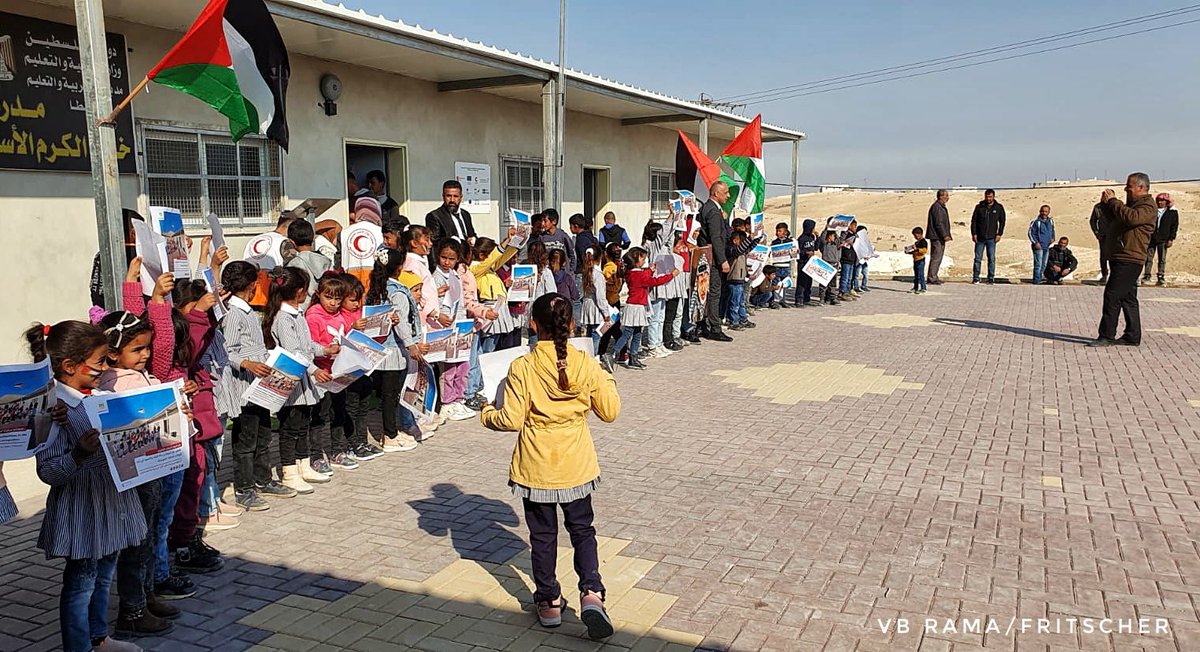 Together with 🇪🇺 and like-minded missions we visited Khashm al Karem school in the #SouthHebronHills today. Funded by the West Bank Protection Consortium, the school is under the immediate risk of demolition. #Education is a Human Right that has to be respected also in #AreaC.