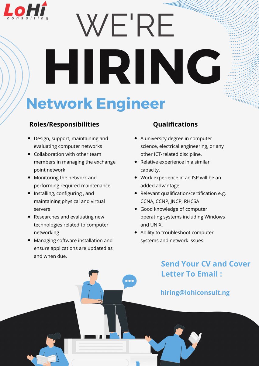 LohiConsulting's tweet photo. You’ll be interested in this!Check it out ! Our Client is looking to hire an Experienced Network Engineer! Do you have what it takes?

#ICT #Job #jobsearch #jobhiring #networkengineer #computerjobs #techtwitter #TechTuesday https://t.co/PKPn4ezdJP