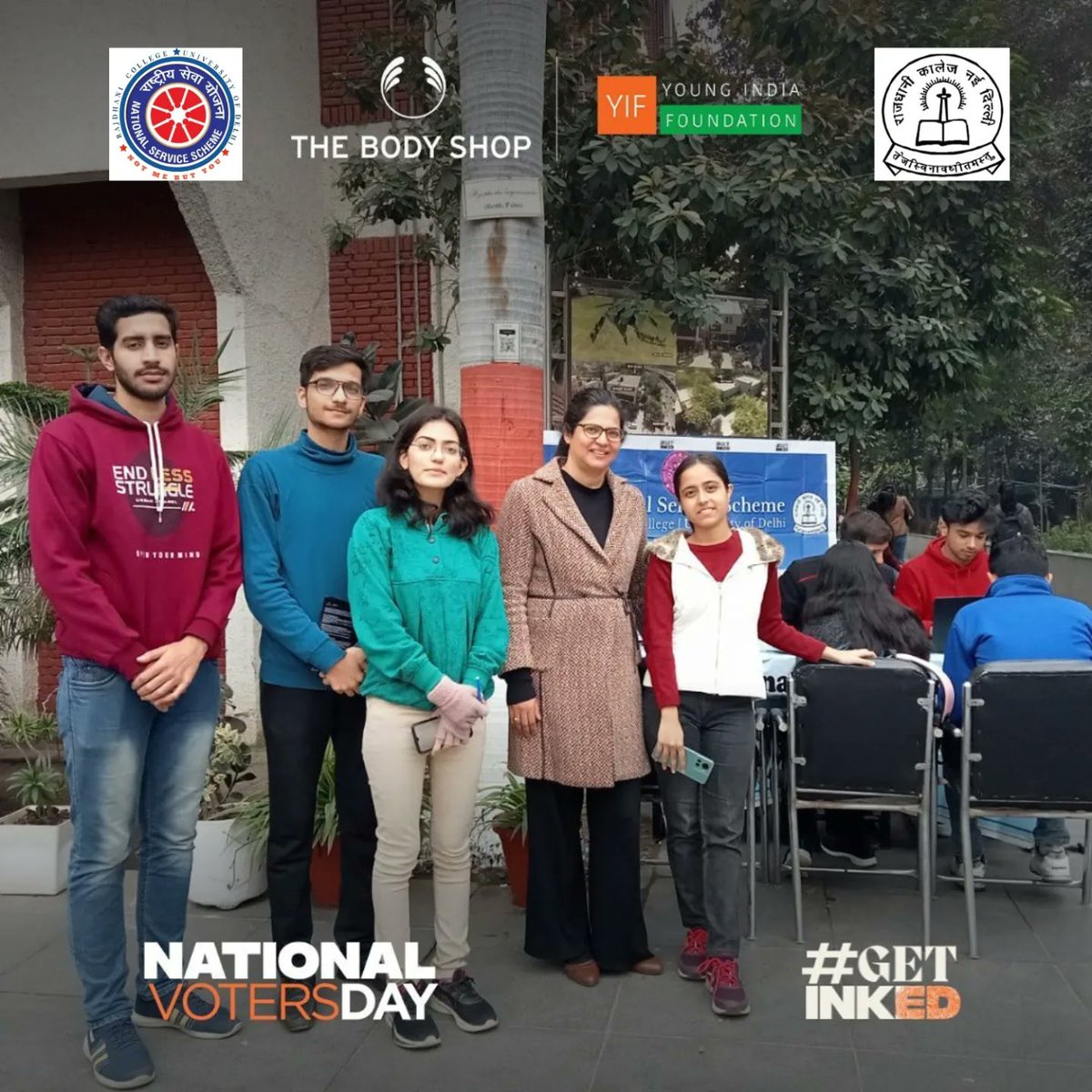 NSS_Rajdhani's tweet photo. @NSS_Rajdhani set up the Voter registration desk on the occasion of  #NationalVotersDay_2023 in collaboration with @YoungIndiaFDN .The team also went in classes for campaigning and done a good number of registration. https://t.co/wc8qXOZepc