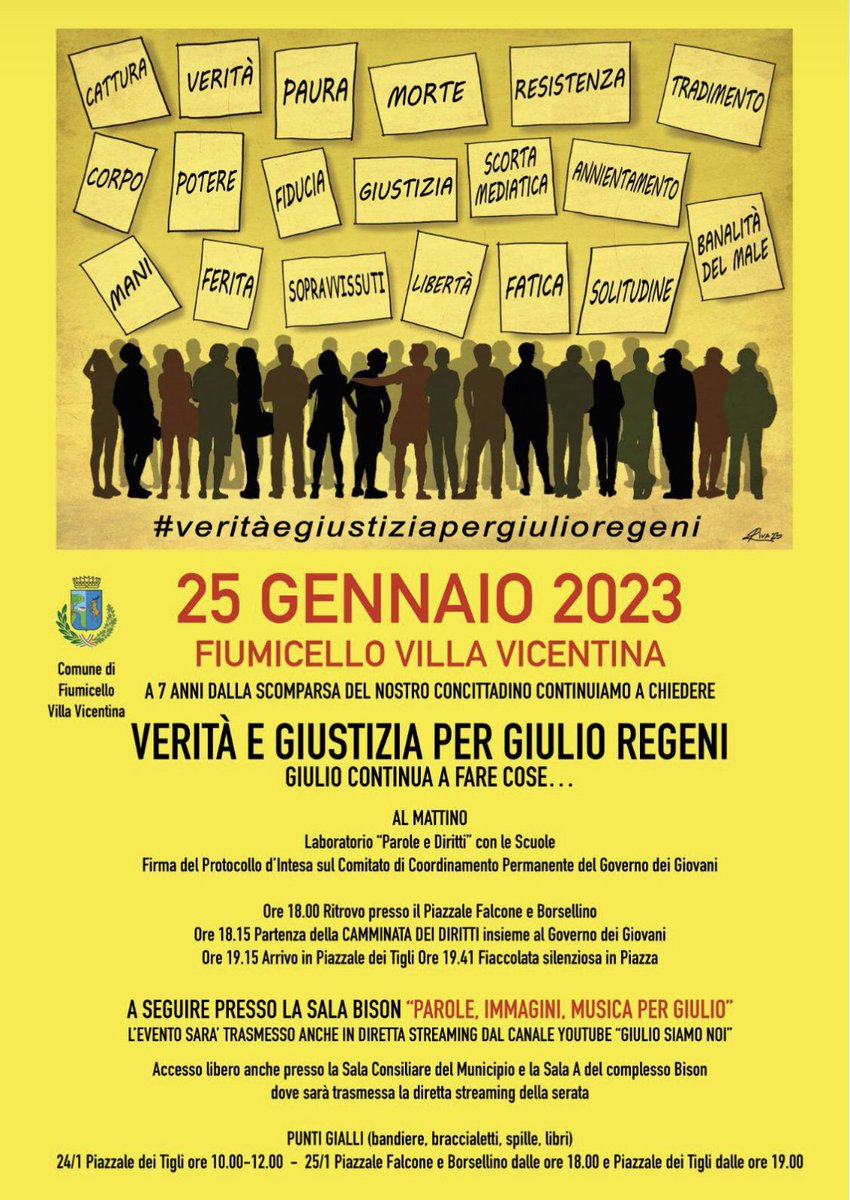 Tra poco a #Fiumicello
#7annisenzaGiulio 
#veritaegiustiziapergiulioregeni