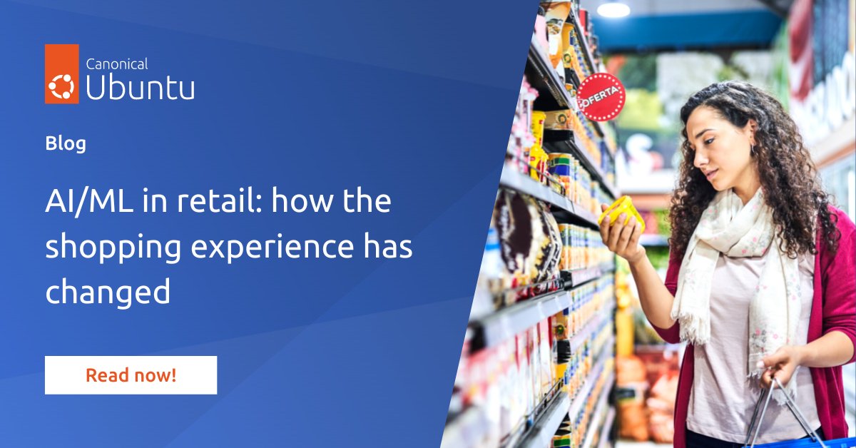 ubuntu's tweet photo. AI/ML is reinventing the reality of many industries and especially retail 🛍️
From brick-and-mortar to online marketplaces, retail companies are increasing investments in artificial intelligence to gain a competitive advantage:
https://t.co/vrCiRvdPSg
#Retial #AIML #MLOps https://t.co/x2xLctIcTl