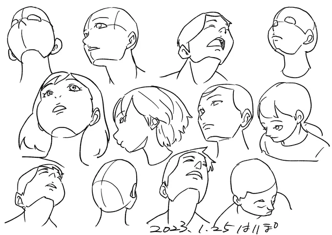 ネーム作業をしている時、キャラクターのアオリの顔が全然描けなかったので練習。フカンも少し。
ネーム作業に戻ります。 