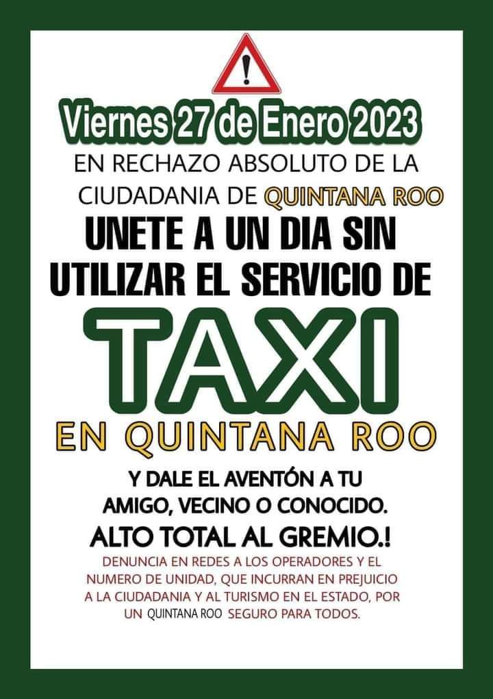 silviareyesva's tweet photo. Crece boicot contra #Taxistas de #Cancún; ciudadanos convocan a un día sin este servicio, en respuesta a las agresiones contra operadores de #Uber y daño turístico al #CaribeMexicano https://t.co/n1YkRNN1su