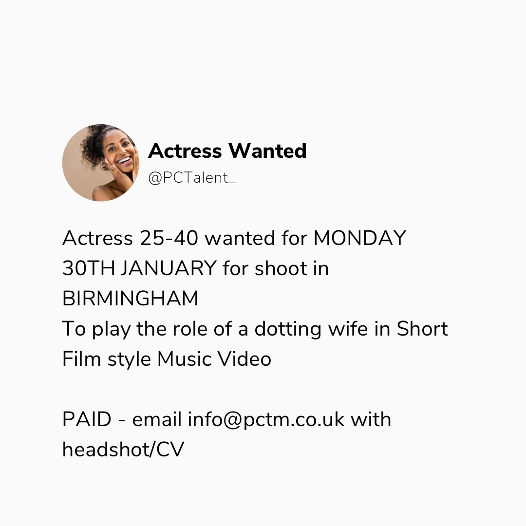 #casting #ukcasting email info@pctm.co.uk #actors