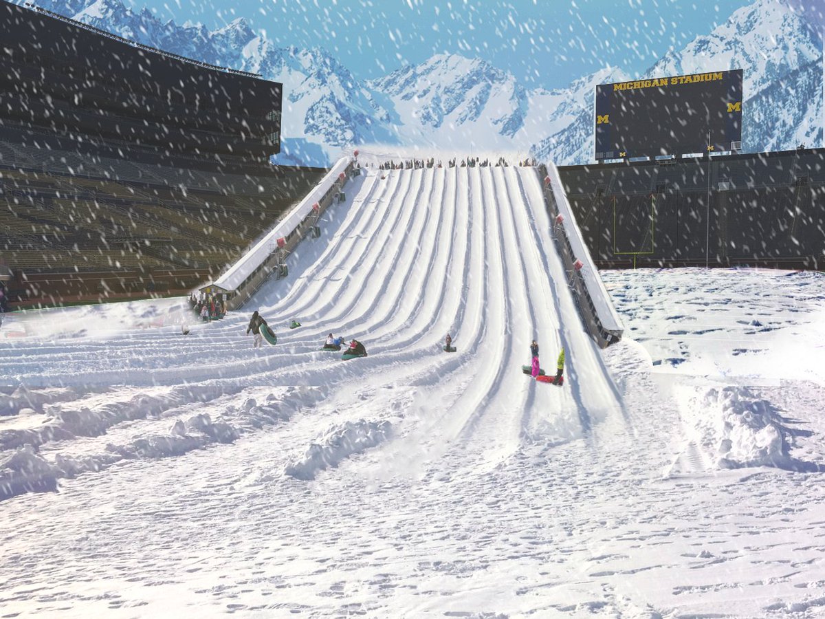 Most aren't aware that Michigan Stadium is the only college football venue in the country that can convert into to a snow tubing experience in the winter.