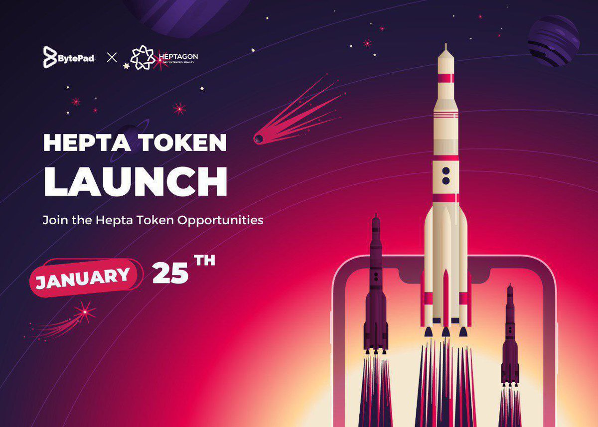 Türkiye'nin ilk launchpad platformu 🔥Bytepad'de Hepta Launch saat 20.00'da başlıyor.
⏳36 saat sürecek ilk round'da avantajlı fiyatlarla 🔥 Hepta Token almak ve ByteDex borsası 1. Yıl etkinlikleri kapsamında ödül programına katılmak için 🔥 ByteDex'e üye olmayı unutmayınız.