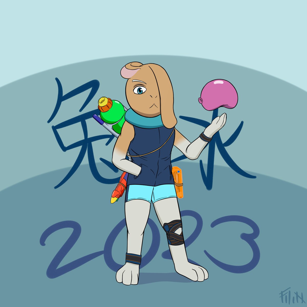 Filin_Feather's tweet photo. Lundi c'était le premier jour de l'année du lapin d'eau (兔水), alors bonne année ~ https://t.co/fFxXjGuF9c