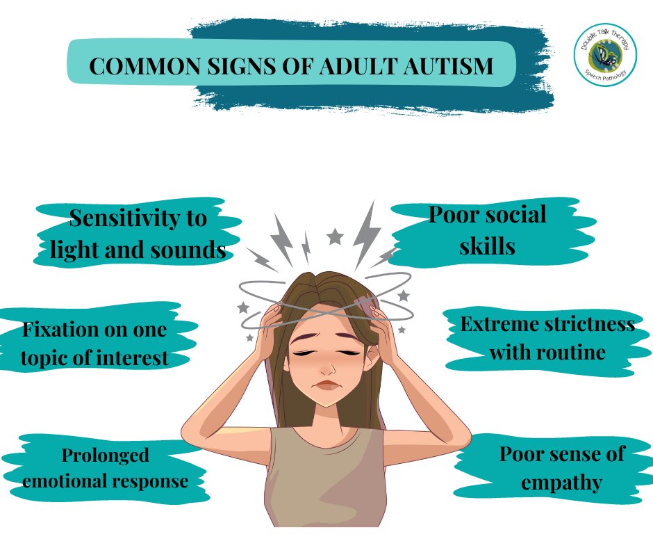 DoubleTalkTherapy on "Autism is a spectrum disorder, that is, every individual displays a unique array symptoms. Here are some of the most common signs shared by adults that have